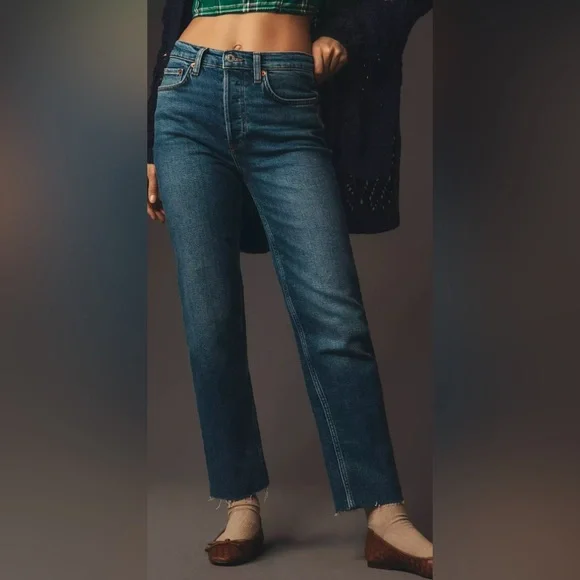 NWT RE/DONE $265 • 70s High-Rise Stove Pipe Straight-Leg Jeans Sz 31